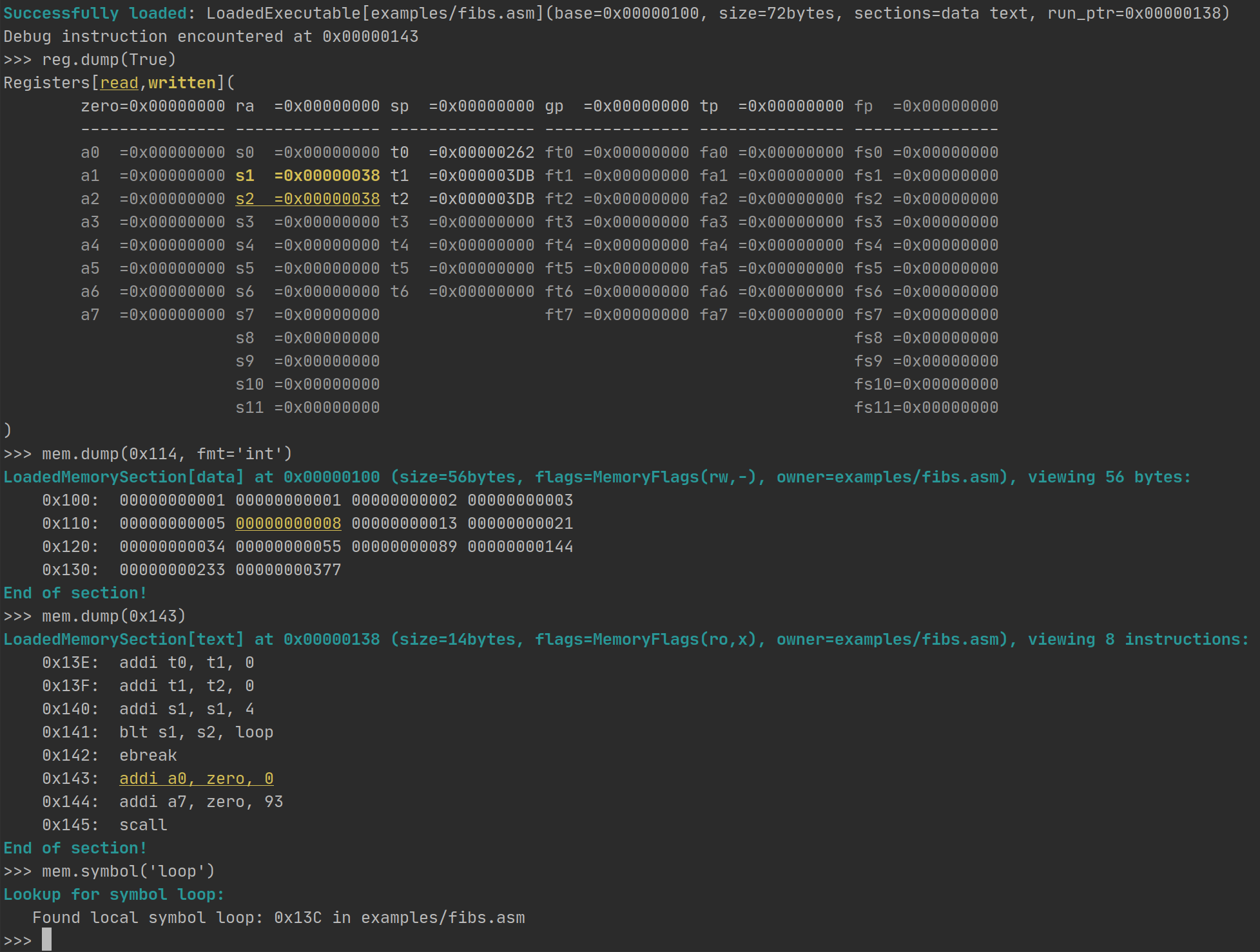 debuggin the fibs program